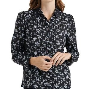 Lucky Brand Devon Embroidered Button Down Blouse Size XL